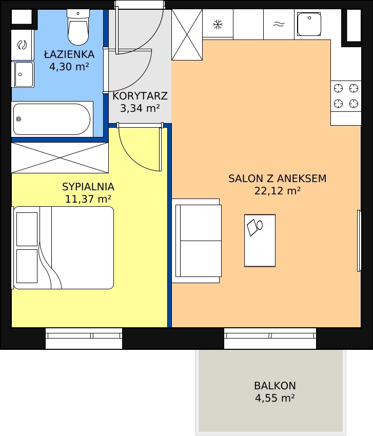 Zalety mieszkania 41.13 m², PPO/M/C/4/1