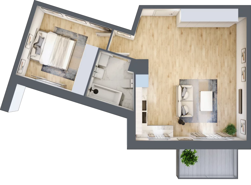 2 pokoje, mieszkanie 49,24 m², piętro 2, oferta nr PPO/M/B/2/8, Port Popowice IVa, Wrocław, Pilczyce-Kozanów-Popowice Północne, Popowice, ul. Białowieska