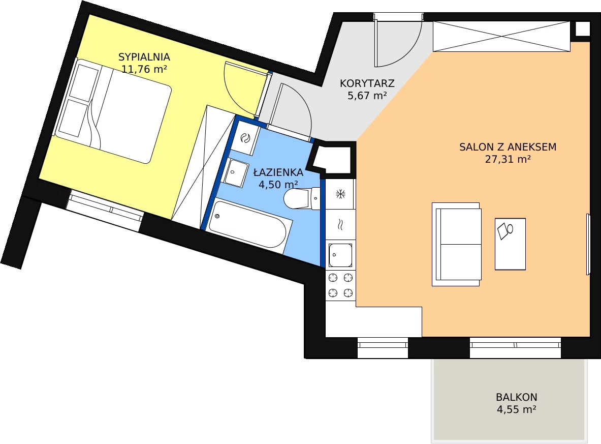 Zalety mieszkania 49.24 m², PPO/M/B/4/8