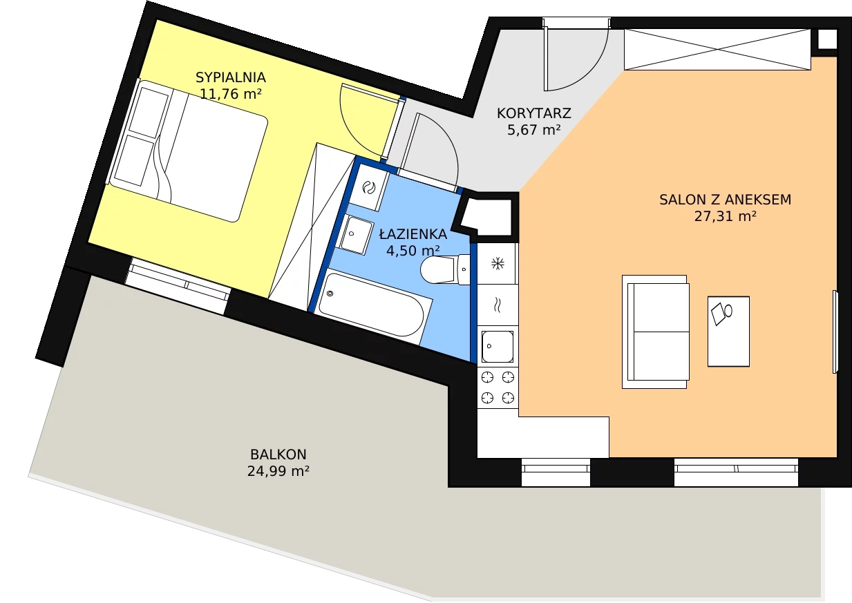 Zalety mieszkania 49.24 m², PPO/M/B/1/8