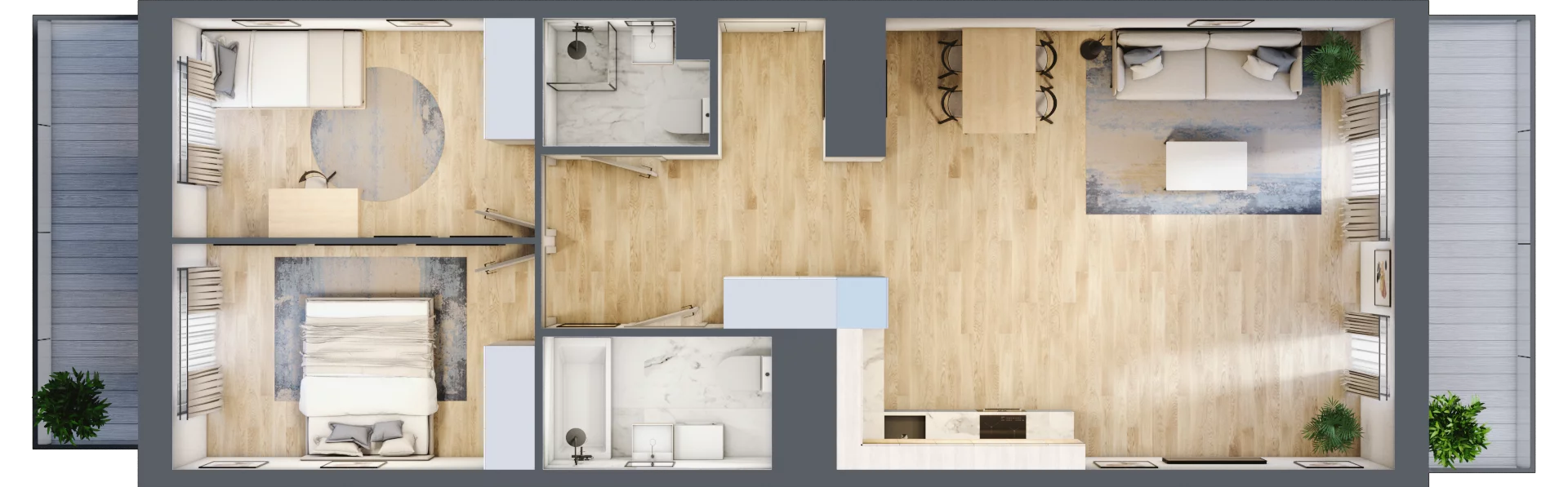 3 pokoje, mieszkanie 77,10 m², piętro 1, oferta nr PPO/M/B/1/5, Port Popowice IVa, Wrocław, Pilczyce-Kozanów-Popowice Północne, Popowice, ul. Białowieska