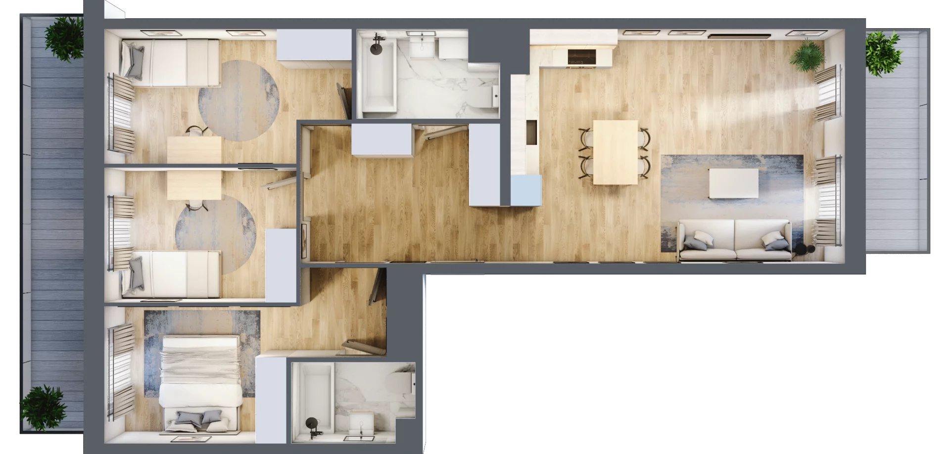 4 pokoje, mieszkanie 87,29 m², piętro 1, oferta nr PPO/M/C/1/4, Port Popowice IVa, Wrocław, Pilczyce-Kozanów-Popowice Północne, Popowice, ul. Białowieska