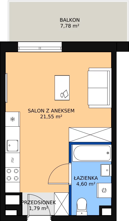 Zalety mieszkania 27.94 m², PPO/P/B/1/2