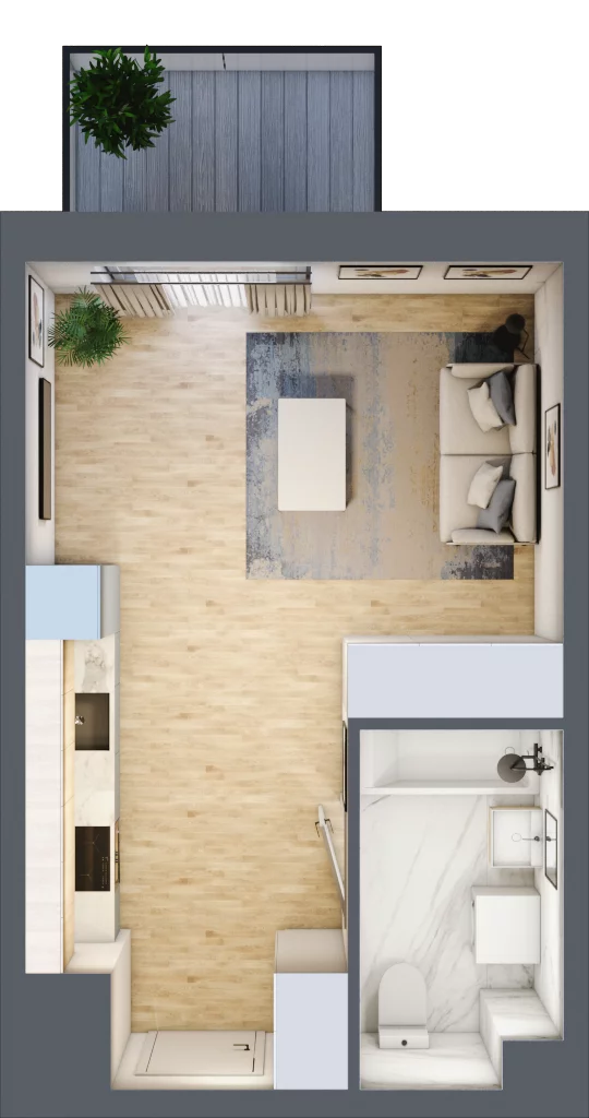 1 pokój, mieszkanie 27,94 m², piętro 3, oferta nr PPO/P/B/3/3, Port Popowice IVa, Wrocław, Pilczyce-Kozanów-Popowice Północne, Popowice, ul. Białowieska