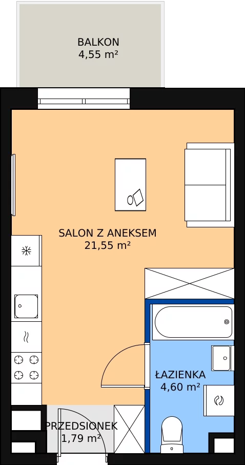 Zalety mieszkania 27.94 m², PPO/P/B/5/3