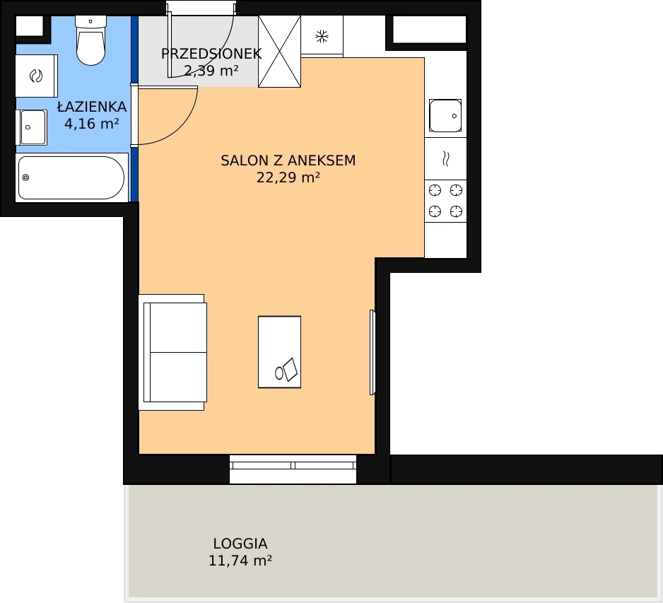 Zalety mieszkania 28.84 m², PPO/P/B/8/1