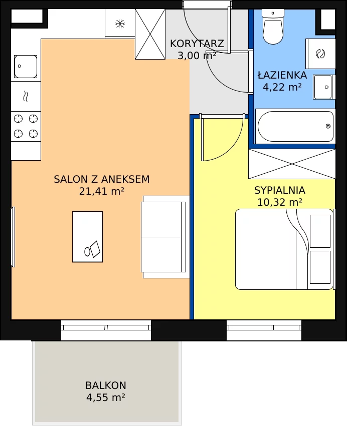 Zalety mieszkania 38.95 m², PPO/P/A/2/11