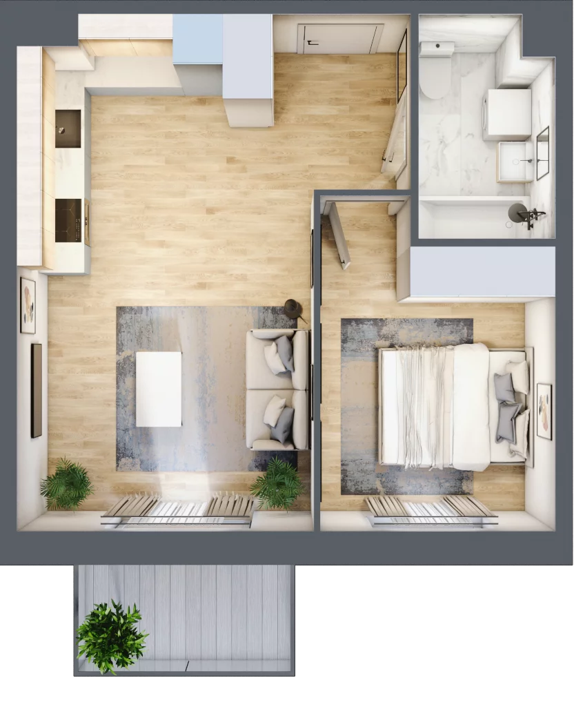 2 pokoje, mieszkanie 38,95 m², piętro 4, oferta nr PPO/P/A/4/11, Port Popowice IVa, Wrocław, Pilczyce-Kozanów-Popowice Północne, Popowice, ul. Białowieska
