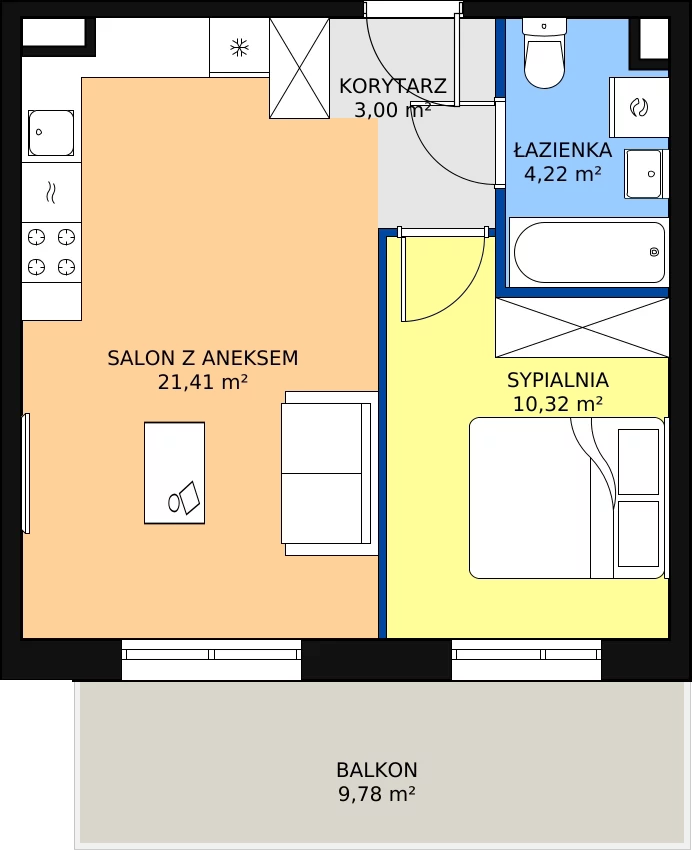 Zalety mieszkania 38.95 m², PPO/P/A/1/11