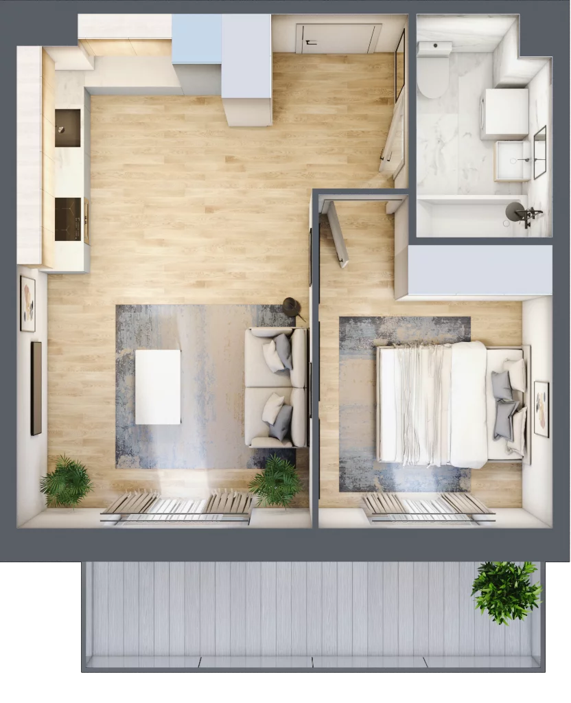 2 pokoje, mieszkanie 38,95 m², piętro 1, oferta nr PPO/P/A/1/11, Port Popowice IVa, Wrocław, Pilczyce-Kozanów-Popowice Północne, Popowice, ul. Białowieska