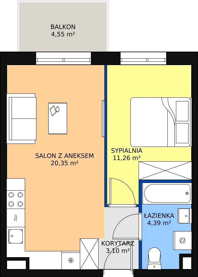 Zalety mieszkania 39.1 m², PPO/P/A/3/7