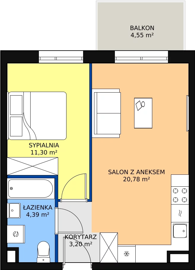 Zalety mieszkania 39.67 m², PPO/P/A/5/8