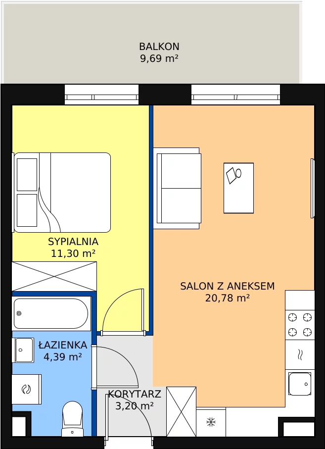 Zalety mieszkania 39.67 m², PPO/P/A/1/8