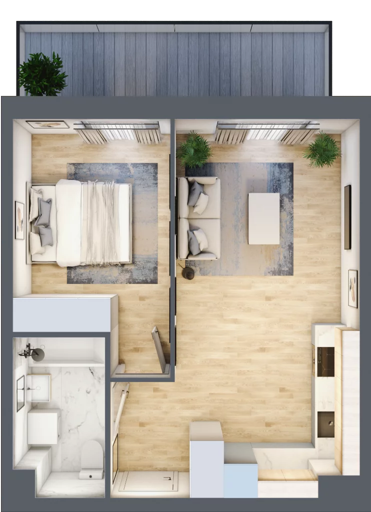 2 pokoje, mieszkanie 39,67 m², piętro 1, oferta nr PPO/P/A/1/8, Port Popowice IVa, Wrocław, Pilczyce-Kozanów-Popowice Północne, Popowice, ul. Białowieska