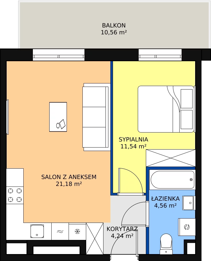 Zalety mieszkania 41.52 m², PPO/P/B/1/3
