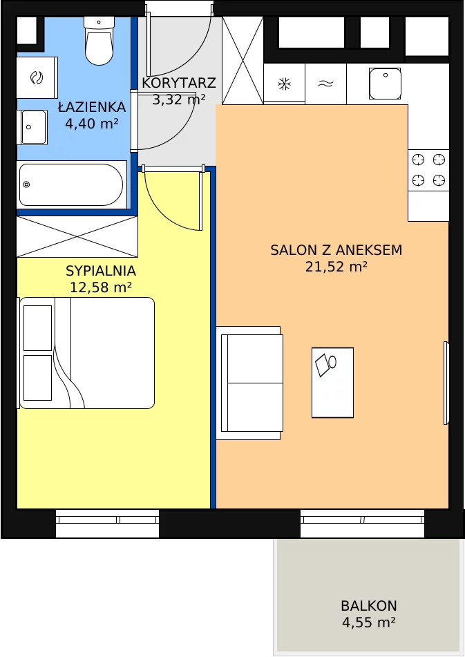 Zalety mieszkania 41.82 m², PPO/P/A/5/3