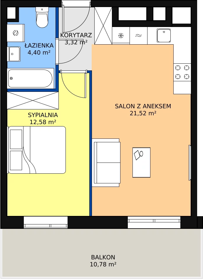 Zalety mieszkania 41.82 m², PPO/P/A/1/3