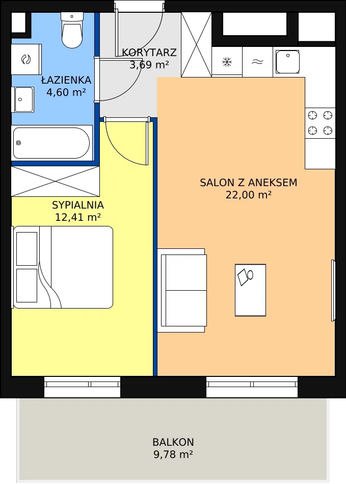 Zalety mieszkania 42.7 m², PPO/P/A/1/2