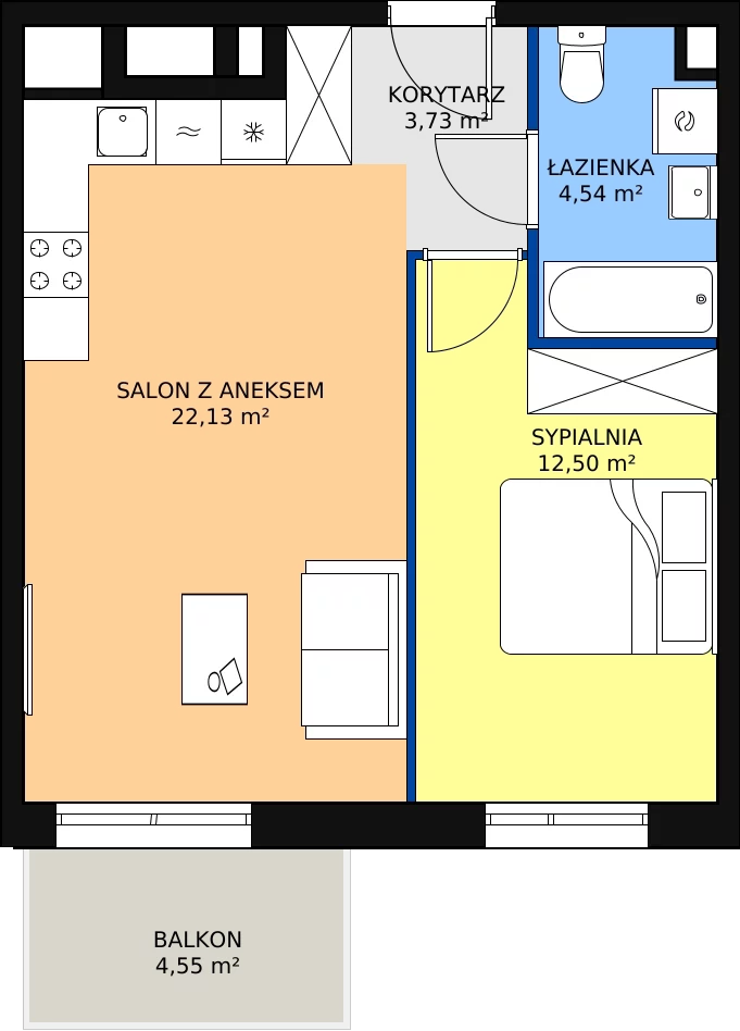 Zalety mieszkania 42.9 m², PPO/P/A/5/1
