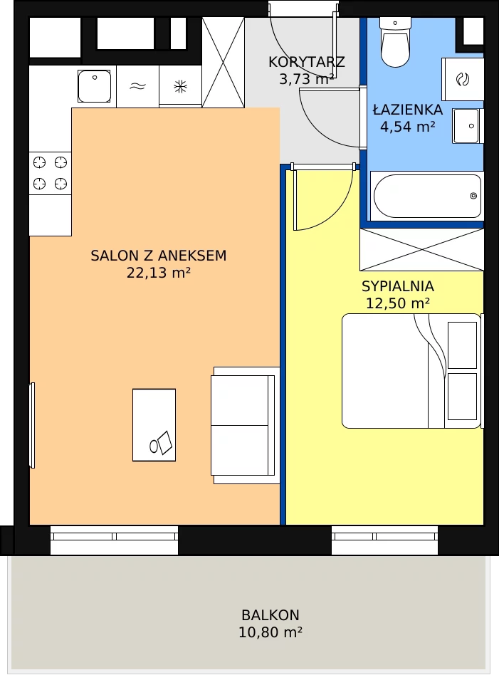 Zalety mieszkania 42.9 m², PPO/P/A/1/1