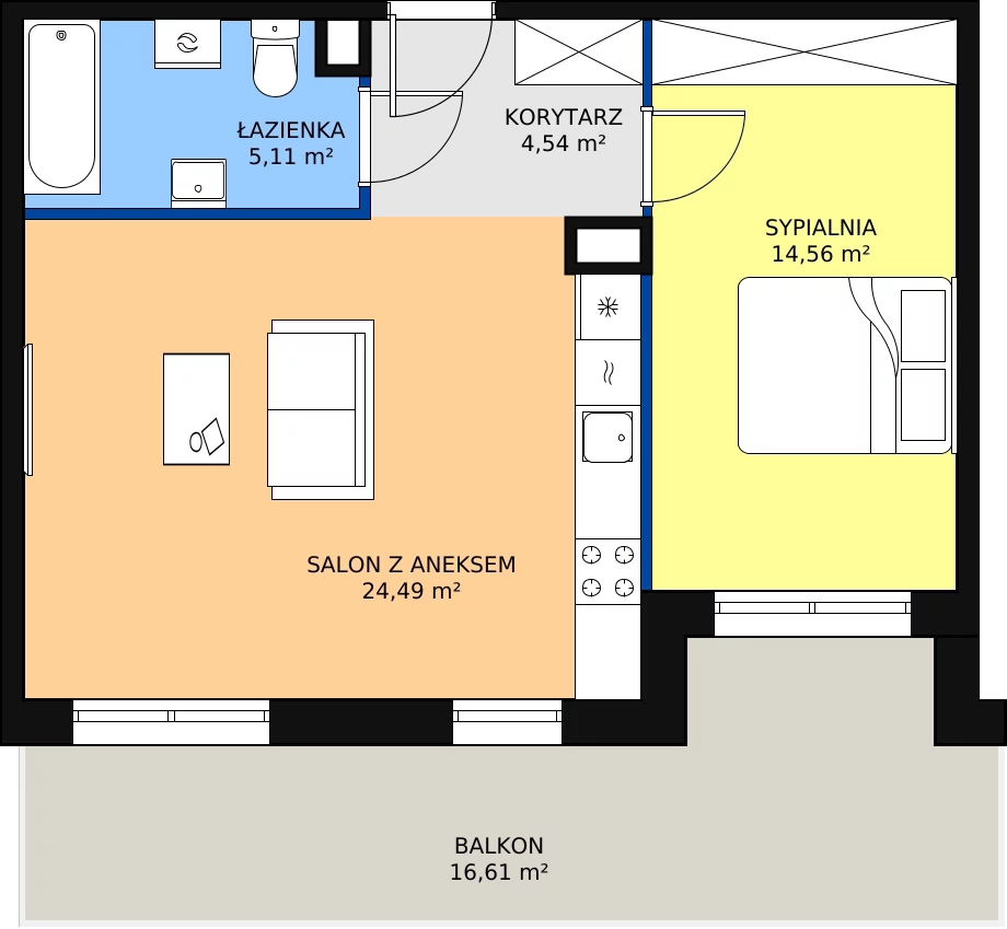 Zalety mieszkania 48.65 m², PPO/P/A/1/10