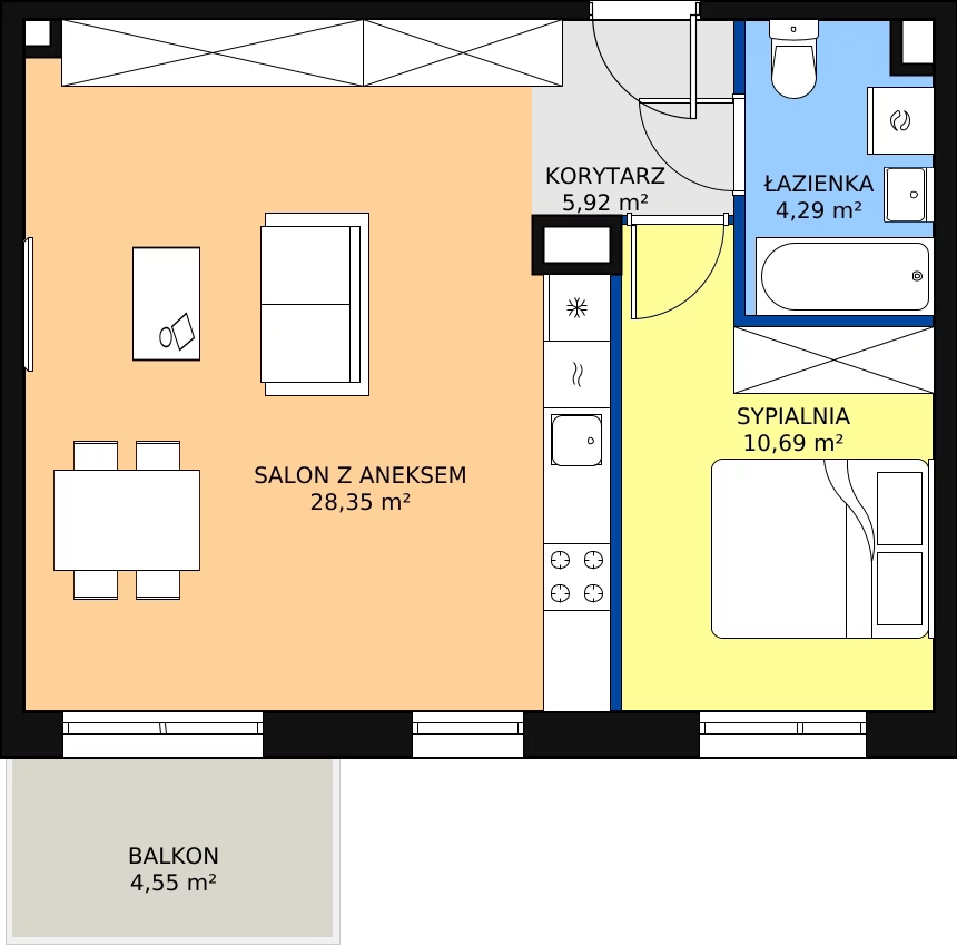 Zalety mieszkania 49.25 m², PPO/P/A/2/12