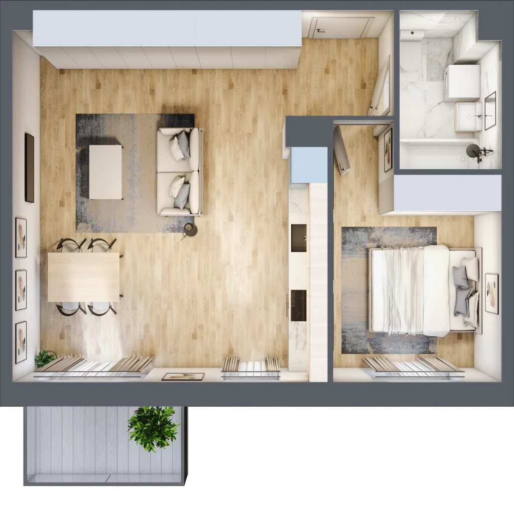 2 pokoje, mieszkanie 49,25 m², piętro 2, oferta nr PPO/P/A/2/12, Port Popowice IVa, Wrocław, Pilczyce-Kozanów-Popowice Północne, Popowice, ul. Białowieska