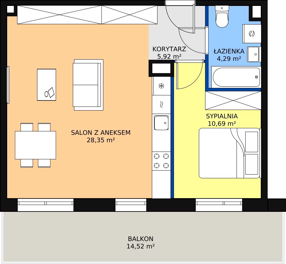 Zalety mieszkania 49.25 m², PPO/P/A/1/12