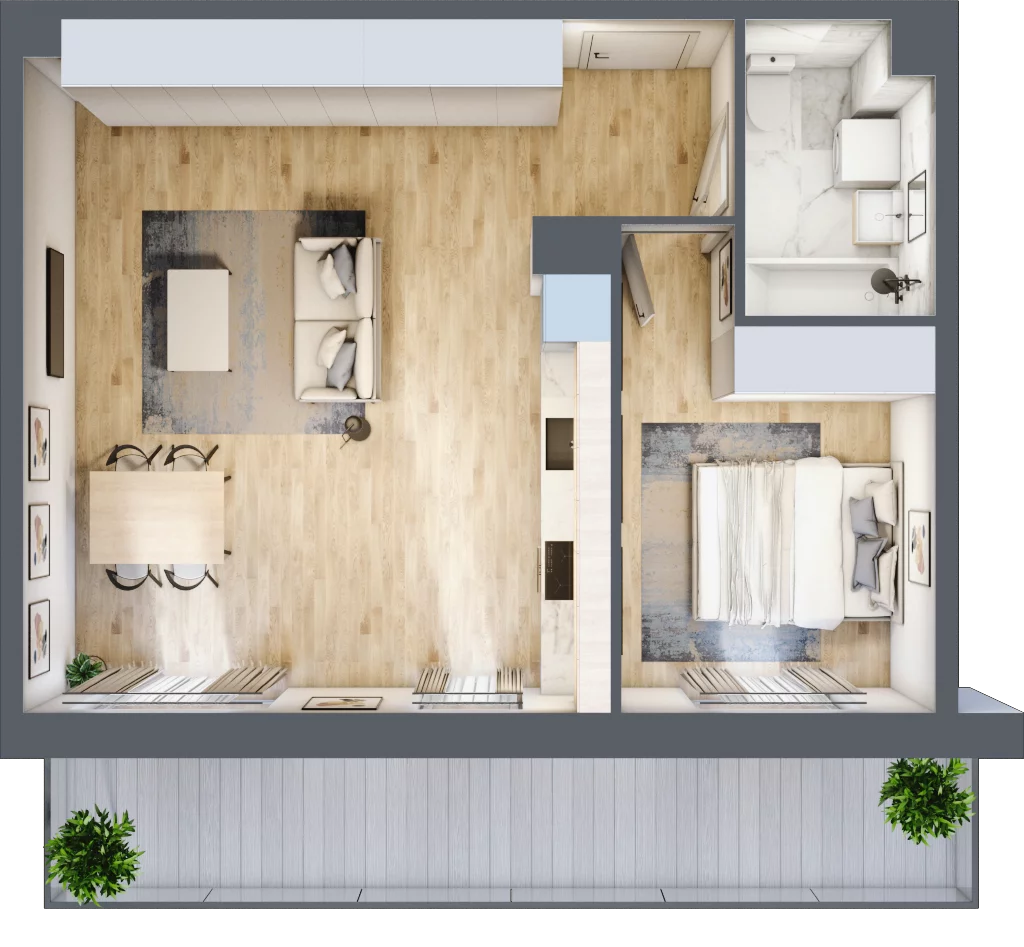 2 pokoje, mieszkanie 49,25 m², piętro 1, oferta nr PPO/P/A/1/12, Port Popowice IVa, Wrocław, Pilczyce-Kozanów-Popowice Północne, Popowice, ul. Białowieska