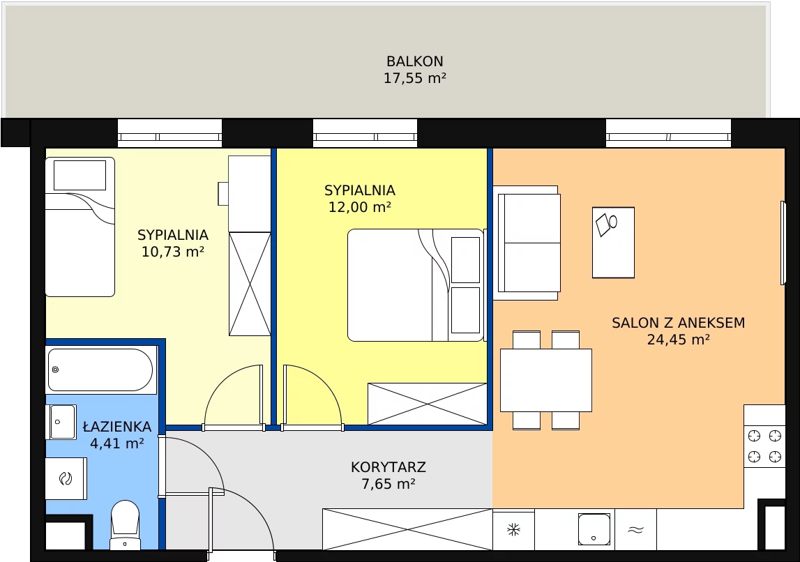 Zalety mieszkania 59.24 m², PPO/P/A/1/6