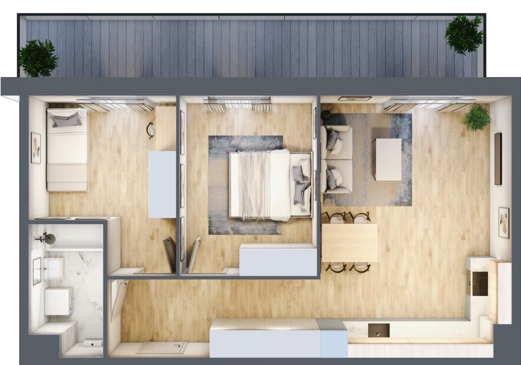 3 pokoje, mieszkanie 59,24 m², piętro 1, oferta nr PPO/P/A/1/6, Port Popowice IVa, Wrocław, Pilczyce-Kozanów-Popowice Północne, Popowice, ul. Białowieska