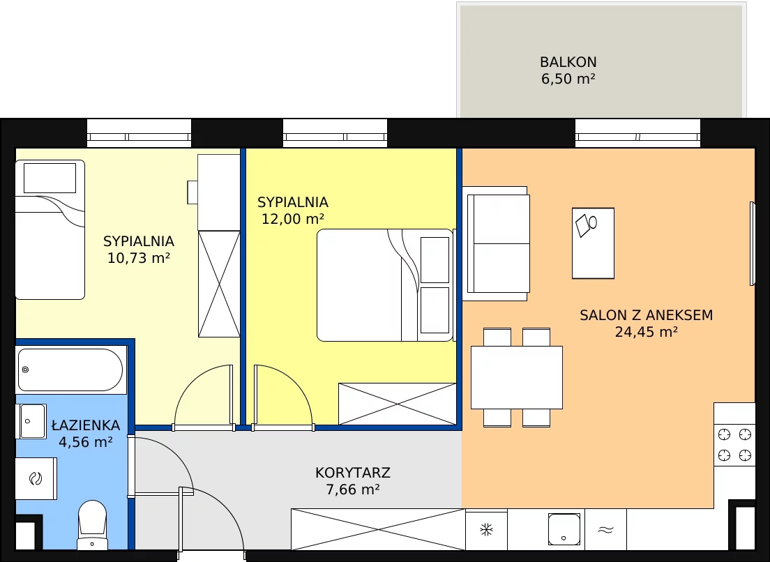 Zalety mieszkania 59.4 m², PPO/P/A/3/6