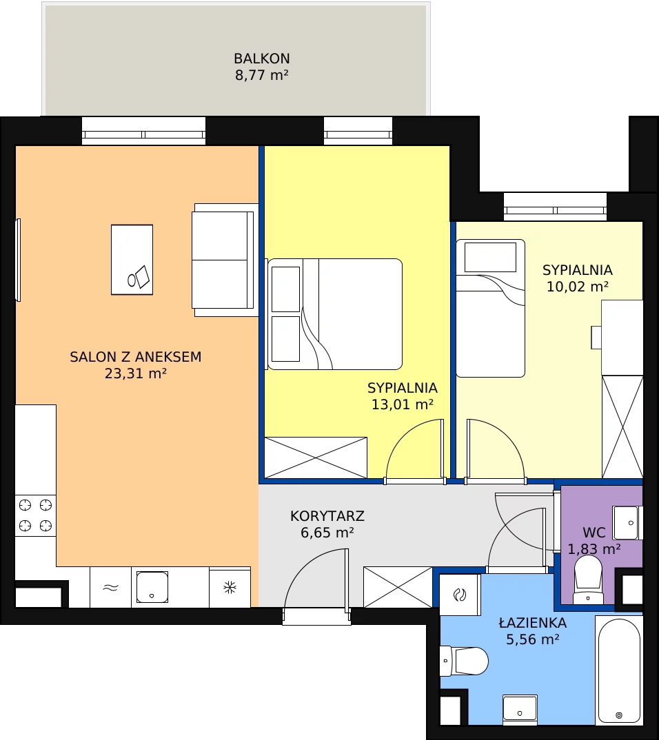 Zalety mieszkania 60.38 m², PPO/P/A/4/9