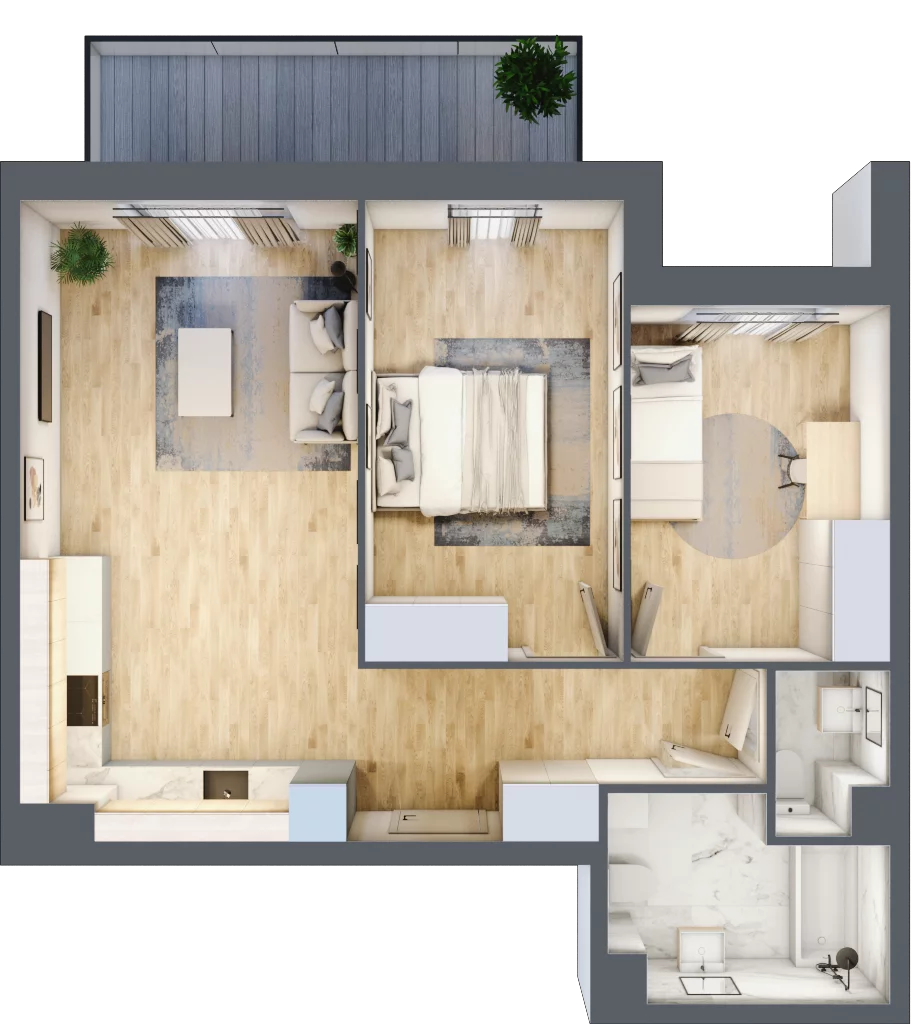 3 pokoje, mieszkanie 60,38 m², piętro 4, oferta nr PPO/P/A/4/9, Port Popowice IVa, Wrocław, Pilczyce-Kozanów-Popowice Północne, Popowice, ul. Białowieska