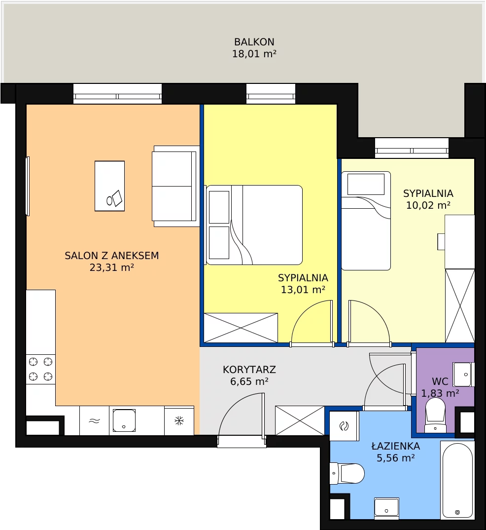 Zalety mieszkania 60.38 m², PPO/P/A/1/9