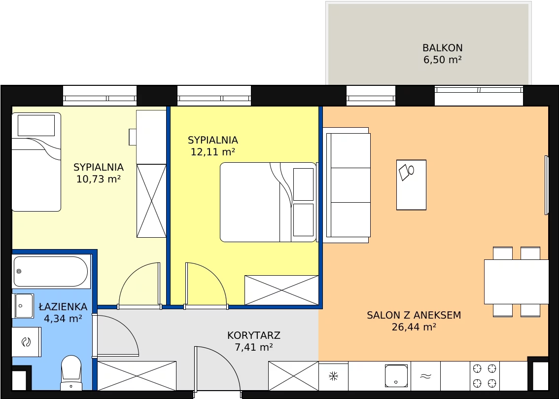 Zalety mieszkania 61.03 m², PPO/P/A/2/5