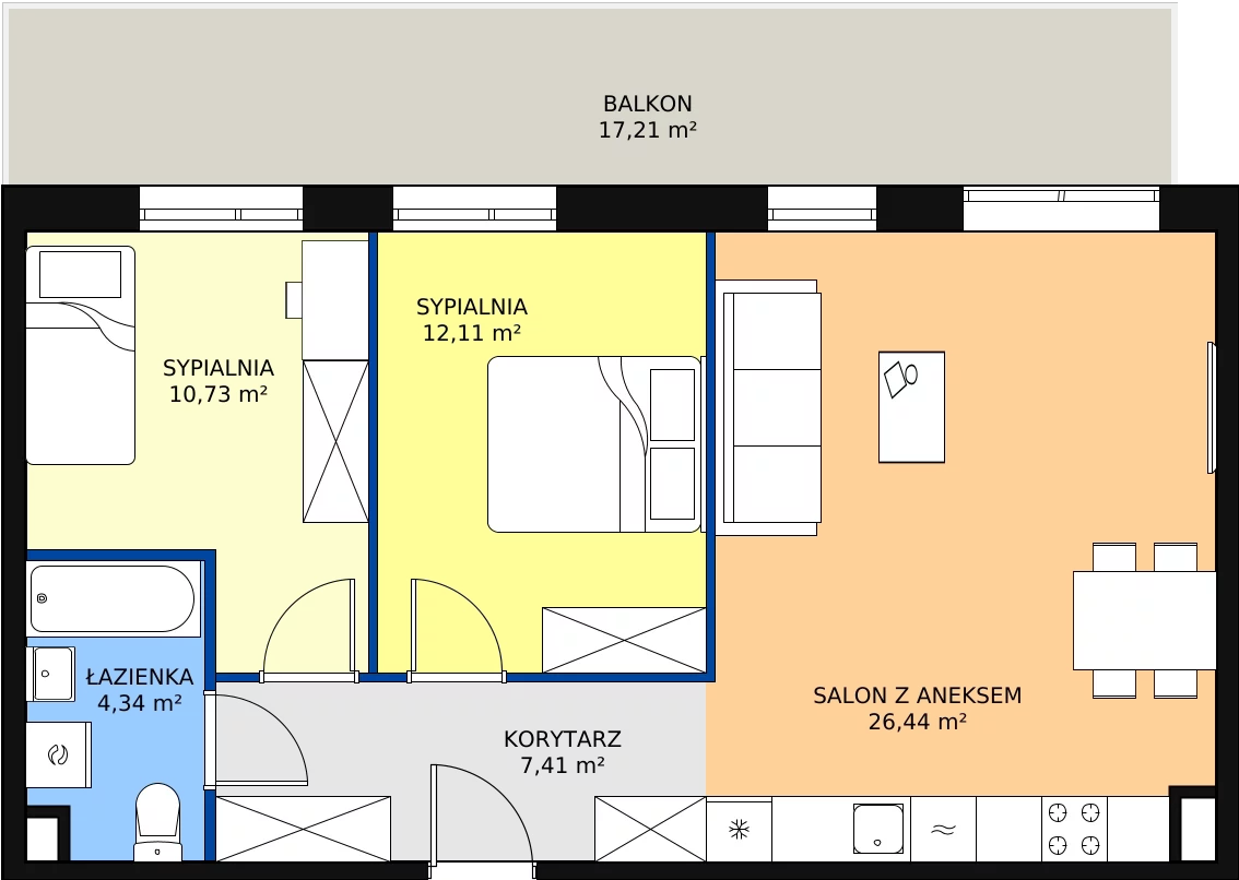 Zalety mieszkania 61.03 m², PPO/P/A/1/5