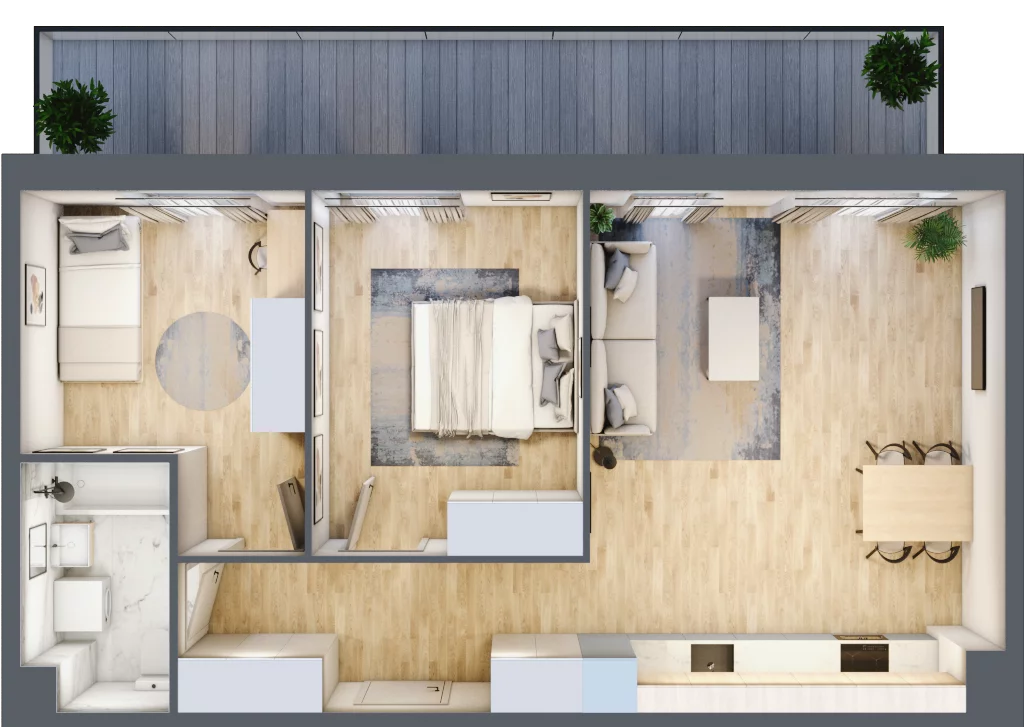 3 pokoje, mieszkanie 61,03 m², piętro 1, oferta nr PPO/P/A/1/5, Port Popowice IVa, Wrocław, Pilczyce-Kozanów-Popowice Północne, Popowice, ul. Białowieska