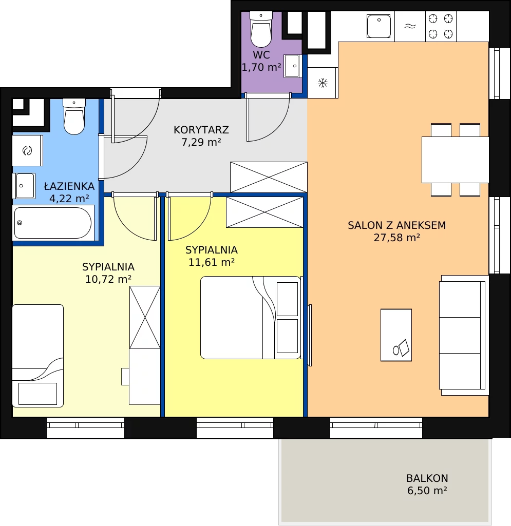 Zalety mieszkania 63.12 m², PPO/P/B/5/6