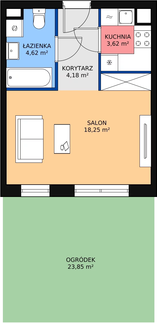 Zalety mieszkania 30.66 m², MLAAB/A/0/1