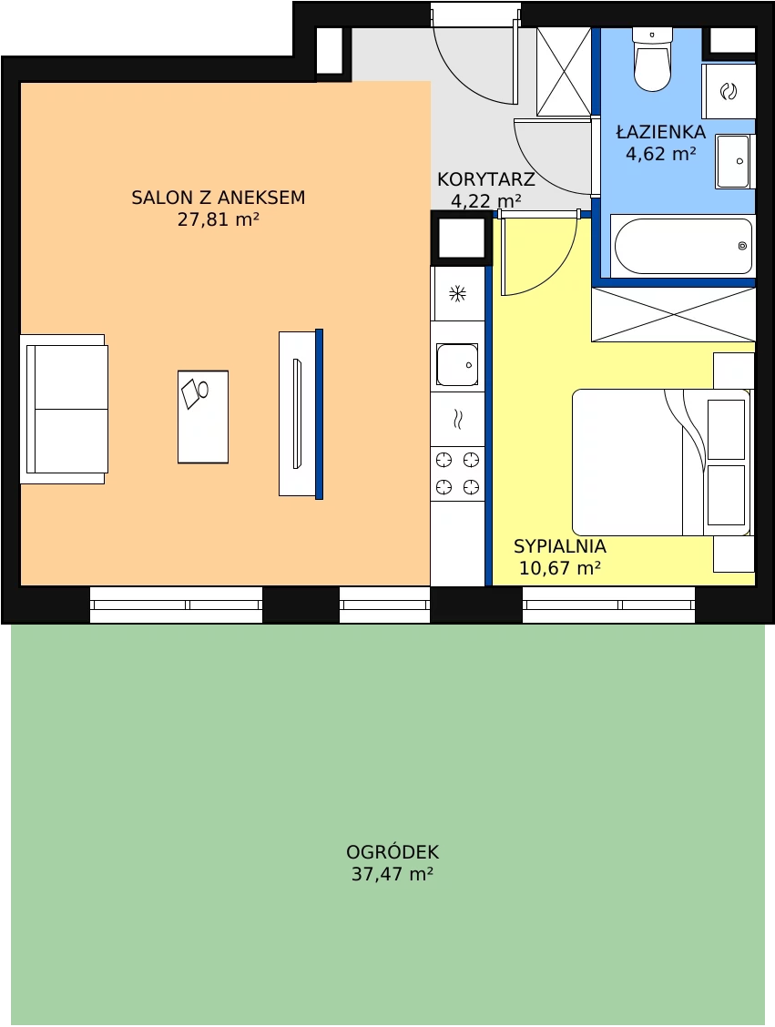 Zalety mieszkania 47.31 m², MLAAB/A/0/2