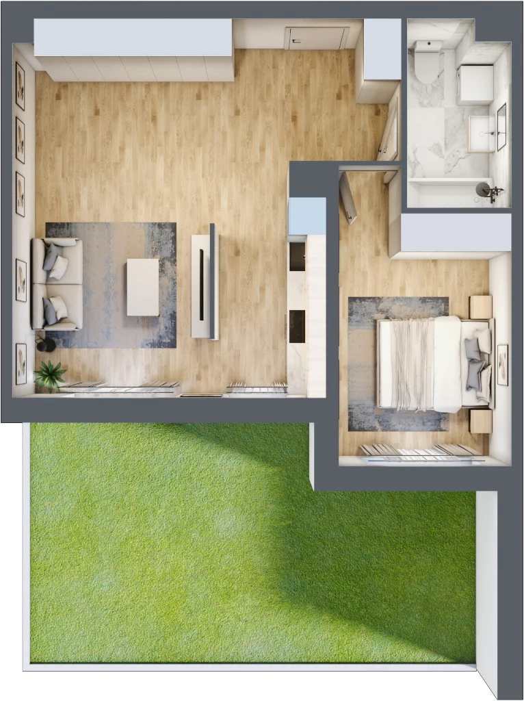 2 pokoje, mieszkanie 52,06 m², parter, oferta nr MLAAB/B/0/1, Metro Life Apartamenty, Warszawa, Bemowo, Chrzanów, ul. Rayskiego