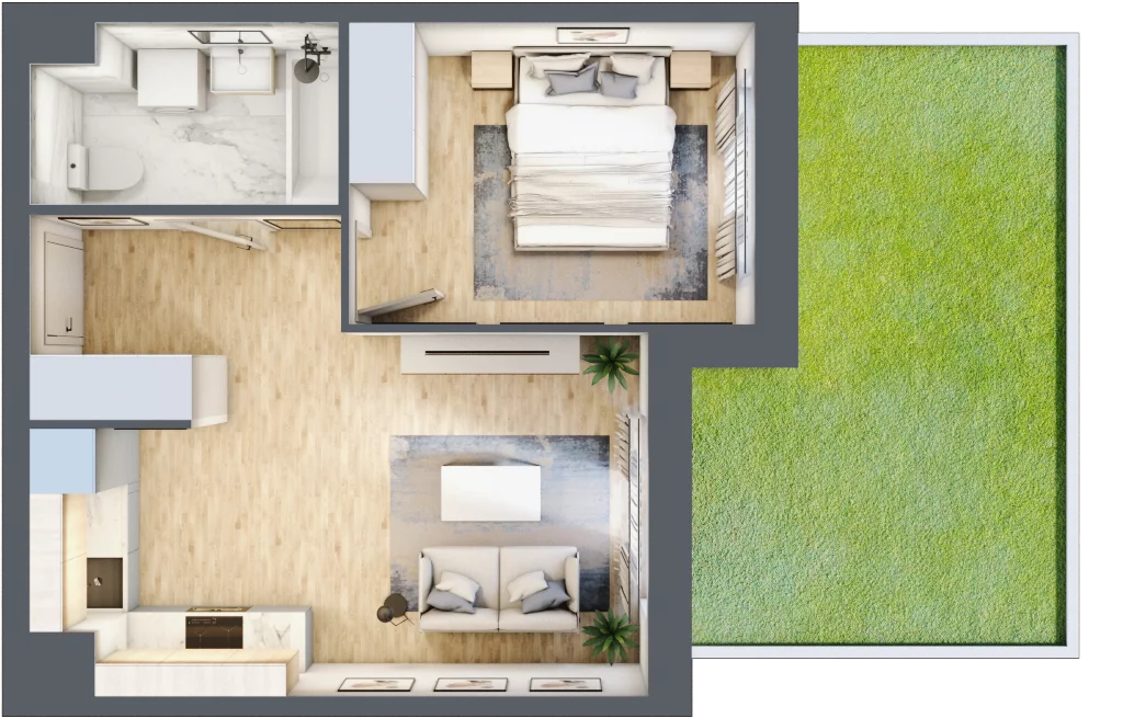 2 pokoje, mieszkanie 37,88 m², parter, oferta nr MLAAB/B/0/3, Metro Life Apartamenty, Warszawa, Bemowo, Chrzanów, ul. Rayskiego