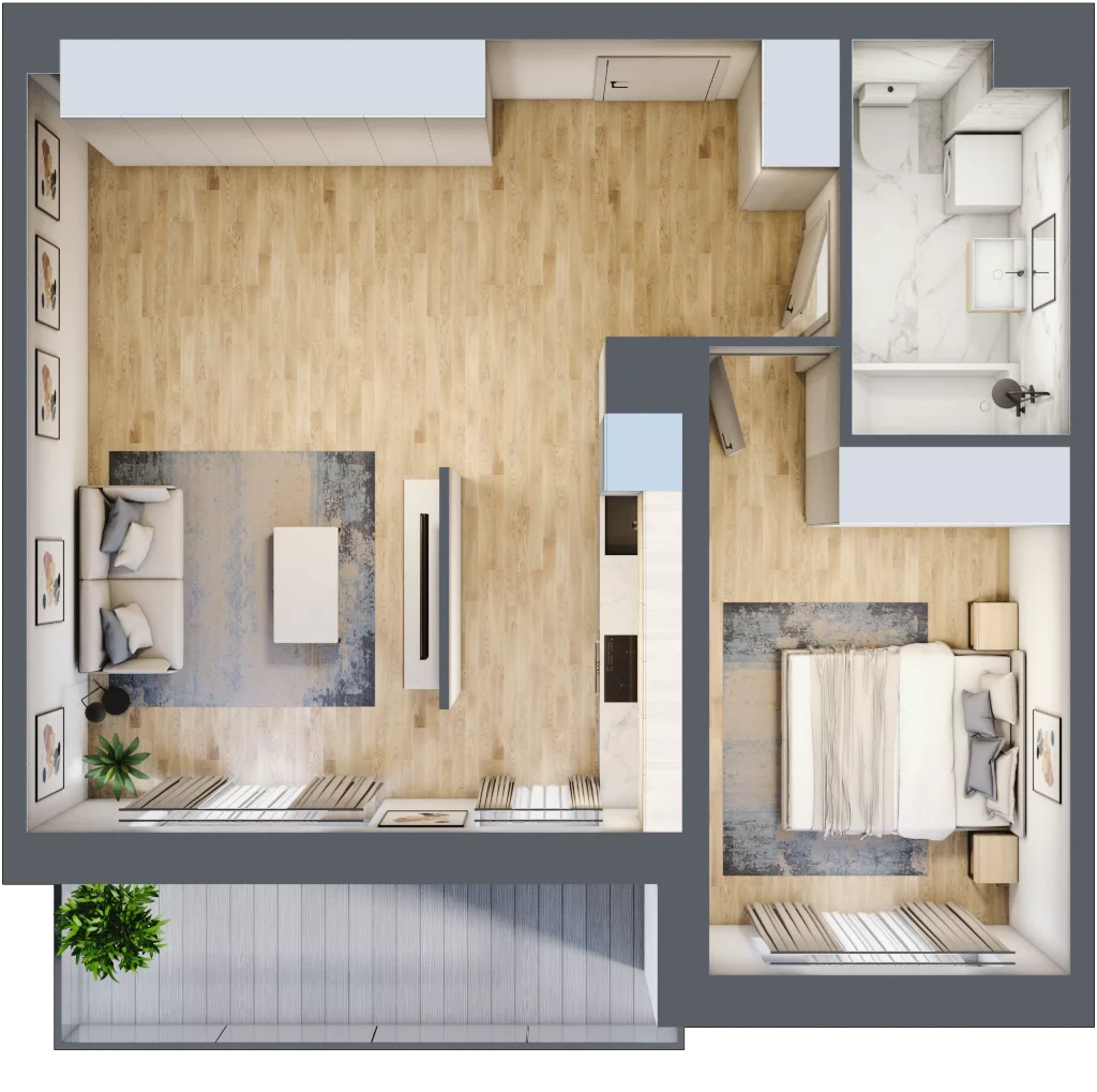 2 pokoje, mieszkanie 52,13 m², piętro 1, oferta nr MLAAB/B/1/1, Metro Life Apartamenty, Warszawa, Bemowo, Chrzanów, ul. Rayskiego