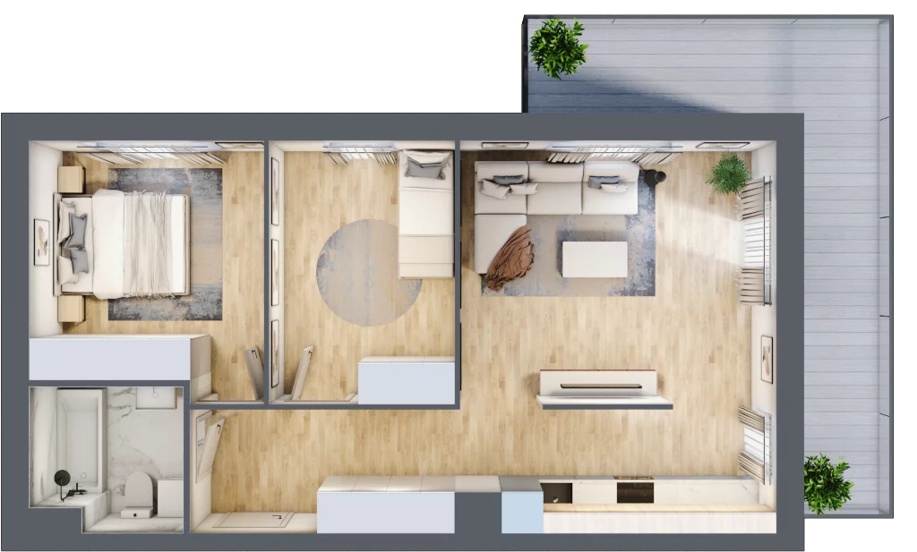 3 pokoje, mieszkanie 59,79 m², piętro 1, oferta nr MLAAB/B/1/2, Metro Life Apartamenty, Warszawa, Bemowo, Chrzanów, ul. Rayskiego
