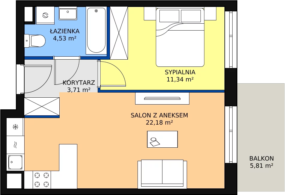 Zalety mieszkania 41.76 m², MLAAB/B/1/5