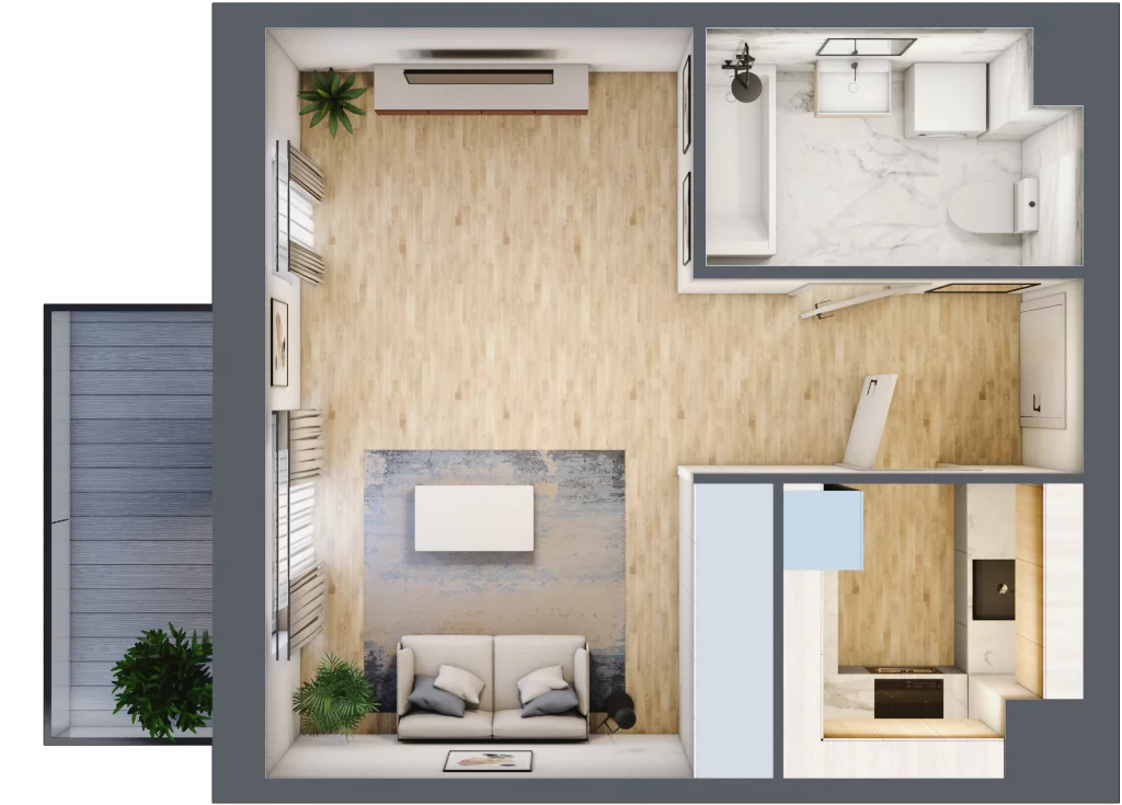 1 pokój, mieszkanie 34,80 m², piętro 1, oferta nr MLAAB/B/1/7, Metro Life Apartamenty, Warszawa, Bemowo, Chrzanów, ul. Rayskiego