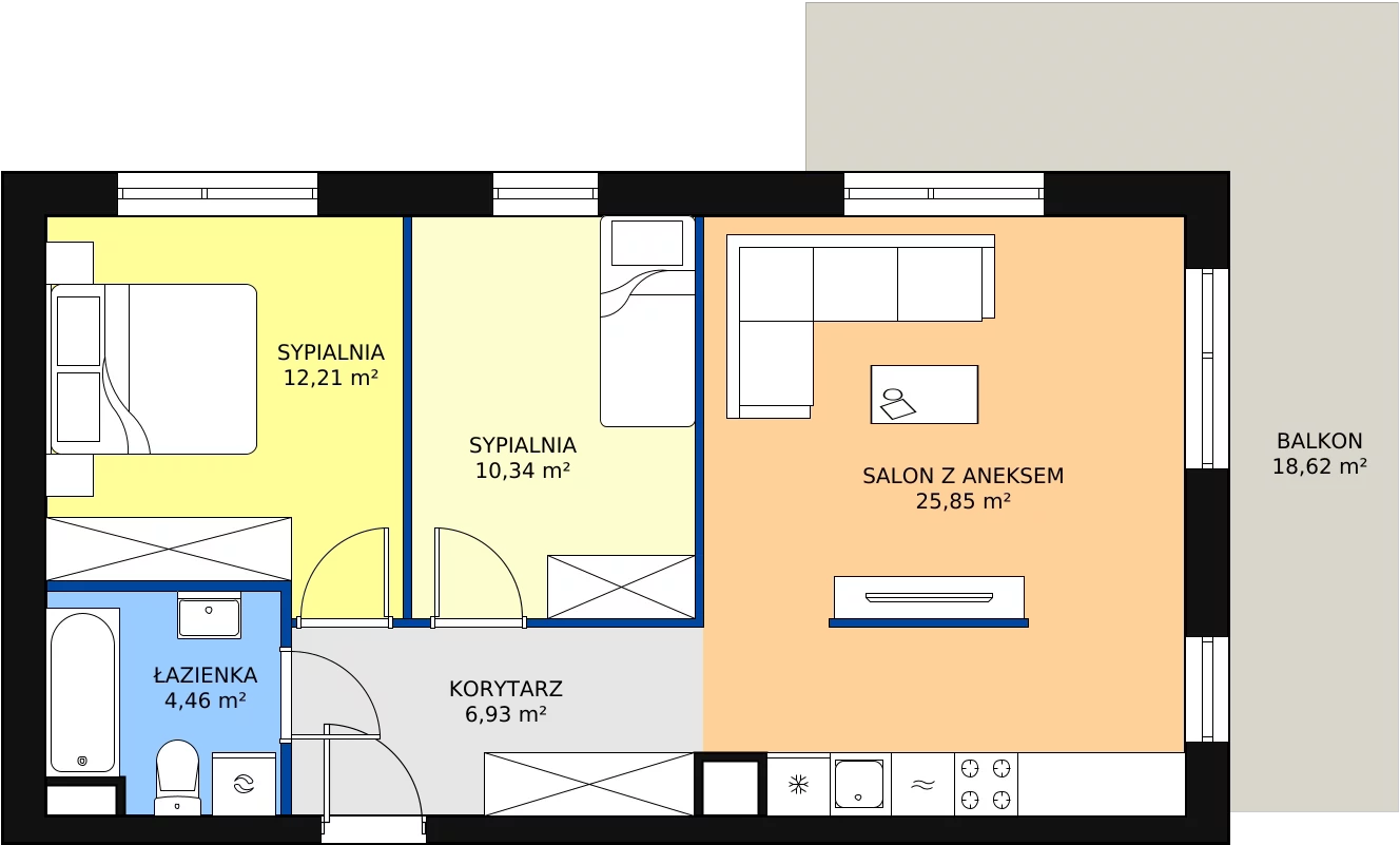 Zalety mieszkania 59.79 m², MLAAB/B/2/2