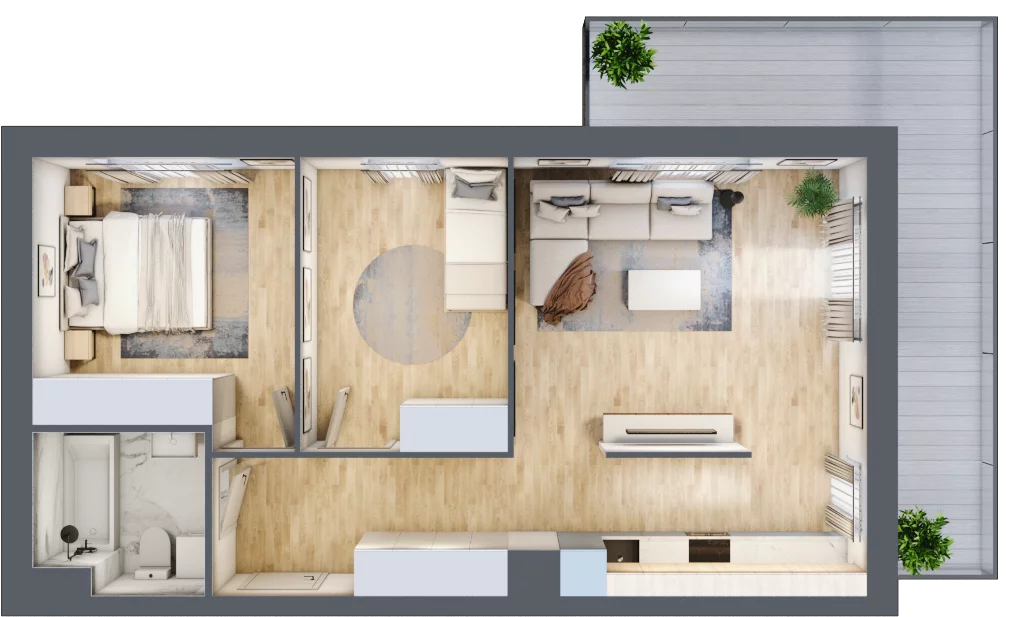 3 pokoje, mieszkanie 59,79 m², piętro 2, oferta nr MLAAB/B/2/2, Metro Life Apartamenty, Warszawa, Bemowo, Chrzanów, ul. Rayskiego