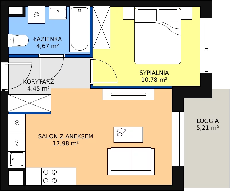 Zalety mieszkania 37.88 m², MLAAB/B/3/3